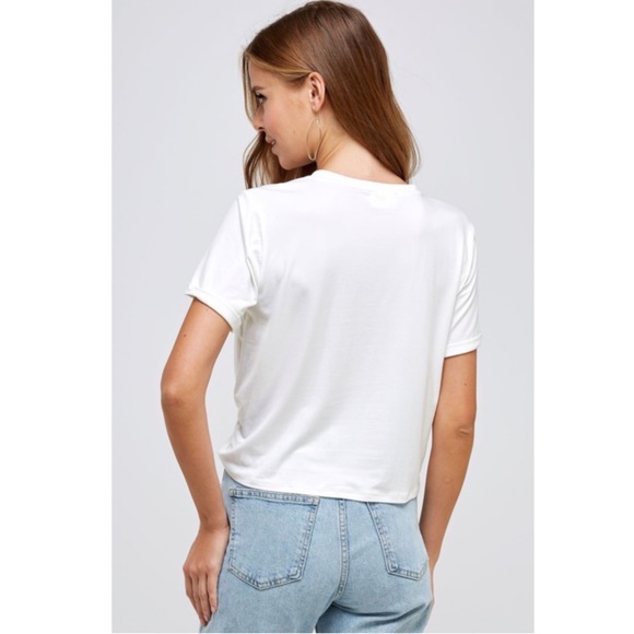 Lovely White Twisted Knot Crop Top - Picture 3 of 4